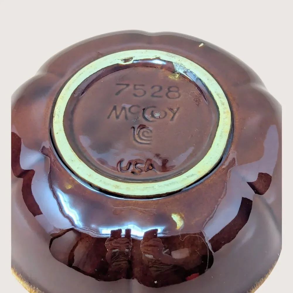 1970s McCoy Pottery Brown Drip Fluted Bowl